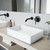 Vigo Magnolia Matte Stone Vessel Bathroom Sink Set With Olus Wall Mount Faucet In Matte Black - 21 1/4 inch
