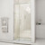 DreamLine Unidoor 39-40 in. W x 72 in. H Frameless Hinged Shower Door with Shelves in Brushed Nickel