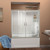 DreamLine Visions 56-60 in. W x 60 in. H Semi-Frameless Sliding Tub Door in Brushed Nickel with White Acrylic Backwall Kit