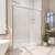 DreamLine Flex 30 in. D x 60 in. W x 74 3/4 in. H Semi-Frameless Pivot Shower Door in Chrome with Left Drain White Base Kit