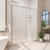 DreamLine Flex 32 in. D x 60 in. W x 74 3/4 in. H Semi-Frameless Pivot Shower Door in Chrome with Left Drain Biscuit Base Kit