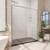 DreamLine Flex 34 in. D x 60 in. W x 74 3/4 in. H Semi-Frameless Pivot Shower Door in Chrome with Left Drain Black Base Kit
