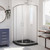 DreamLine Prime 33 in. x 74 3/4 in. Semi-Frameless Frosted Glass Sliding Shower Enclosure in Brushed Nickel with Black Base Kit