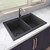 Ruvati 33 x 22 inch epiGranite Topmount Granite Composite Double Bowl Kitchen Sink - Midnight Black - RVG1388BK