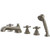 Kingston Brass Three Handle Roman Tub Filler Faucet with Hand Shower - Brushed Nickel KS43085BX
