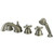 Kingston Brass Three Handle Roman Tub Filler Faucet with Hand Shower - Brushed Nickel KS33585AX