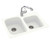Swanstone KS03322DB.010 22 x 33 Undermount or Self-Rimming Double Bowl Sink in White