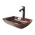 Vigo VGT1600 18" Rectangular Russet Glass Vessel Bathroom Sink Set With Linus Vessel Faucet In Antique Rubbed Bronze