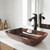 Vigo VGT1600 18" Rectangular Russet Glass Vessel Bathroom Sink Set With Linus Vessel Faucet In Antique Rubbed Bronze