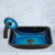 Vigo VGT055MBRND Rectangular Turquoise Water Glass Vessel Bathroom Sink And Waterfall Faucet Set