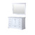 Lexora Dukes 48 Inch White Single Vanity, White Carrara Marble Top, White Square Sink and 46 Inch Mirror