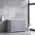 Lexora Dukes 48 Inch Dark Grey Single Vanity, White Carrara Marble Top, White Square Sink and no Mirror