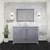 Lexora Dukes 48 Inch Dark Grey Single Vanity Cabinet, White Carrara Marble Top, White Square Sink and no Mirror