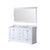 Lexora Dukes 60 Inch White Double Vanity Cabinet, White Carrara Marble Top, White Square Sinks and 58 Inch Mirror