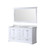 Lexora Dukes 60 Inch White Double Vanity Cabinet, White Carrara Marble Top, White Square Sinks and 58 Inch Mirror