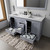 Lexora Dukes 60 Inch Dark Grey Double Vanity Cabinet, White Carrara Marble Top, White Square Sinks and 58 Inch Mirror