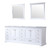 Lexora Dukes 84 Inch White Double Vanity, White Carrara Marble Top, White Square Sinks and 34 Inch Mirrors
