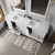 Lexora Dukes 84 Inch White Double Vanity Cabinet, White Carrara Marble Top, White Square Sinks and no Mirror