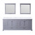 Lexora Dukes 84 Inch Dark Grey Double Vanity Cabinet, White Carrara Marble Top, White Square Sinks and 34 Inch Mirrors