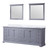 Lexora Dukes 84 Inch Dark Grey Double Vanity Cabinet, White Carrara Marble Top, White Square Sinks and 34 Inch Mirrors