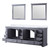 Lexora Dukes 84 Inch Dark Grey Double Vanity Cabinet, White Carrara Marble Top, White Square Sinks and 34 Inch Mirrors