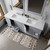 Lexora Dukes 84 Inch Dark Grey Double Vanity Cabinet, White Carrara Marble Top, White Square Sinks and 34 Inch Mirrors
