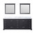 Lexora Dukes 84 Inch Espresso Double Vanity Cabinet, White Carrara Marble Top, White Square Sinks and 34 Inch Mirrors