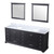 Lexora Dukes 84 Inch Espresso Double Vanity Cabinet, White Carrara Marble Top, White Square Sinks and 34 Inch Mirrors
