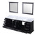 Lexora Dukes 84 Inch Espresso Double Vanity Cabinet, White Carrara Marble Top, White Square Sinks and 34 Inch Mirrors