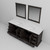Lexora Dukes 84 Inch Espresso Double Vanity Cabinet, White Carrara Marble Top, White Square Sinks and 34 Inch Mirrors