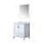 Lexora Jacques 30 Inch White Single Vanity Cabinet, White Carrara Marble Top, White Square Sink and 28 Inch Mirror