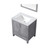 Lexora Jacques 30 Inch Distressed Grey Single Vanity, White Carrara Marble Top, White Square Sink and 28 Inch Mirror