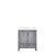 Lexora Jacques 30 Inch Distressed Grey Single Vanity Cabinet, White Carrara Marble Top, White Square Sink and no Mirror