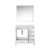 Lexora Jacques 36 Inch White Single Vanity Cabinet, White Carrara Marble Top, White Square Sink and 34 Inch Mirror - Left Version