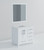 Lexora Jacques 36 Inch White Single Vanity Cabinet, White Carrara Marble Top, White Square Sink and 34 Inch Mirror - Left Version