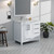 Lexora Jacques 36 Inch White Single Vanity Cabinet, no Top and 34 Inch Mirror - Left Version