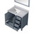 Lexora Jacques 36 Inch Dark Grey Single Vanity Cabinet, White Carrara Marble Top, White Square Sink and 34 Inch Mirror - Left Version