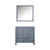 Lexora Jacques 36 Inch Dark Grey Single Vanity Cabinet, no Top and 34 Inch Mirror - Left Version