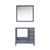 Lexora Jacques 36 Inch Dark Grey Single Vanity Cabinet, no Top and 34 Inch Mirror - Left Version