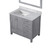 Lexora Jacques 36 Inch Distressed Grey Single Vanity Cabinet, White Carrara Marble Top, White Square Sink and 34 Inch Mirror - Left Version