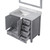 Lexora Jacques 36 Inch Distressed Grey Single Vanity Cabinet, White Carrara Marble Top, White Square Sink and 34 Inch Mirror - Left Version