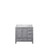 Lexora Jacques 36 Inch Distressed Grey Single Vanity Cabinet, White Carrara Marble Top, White Square Sink and no Mirror - Left Version