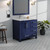 Lexora Jacques 36 Inch Navy Blue Single Vanity Cabinet, White Carrara Marble Top, White Square Sink and 34 Inch Mirror - Left Version