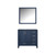 Lexora Jacques 36 Inch Navy Blue Single Vanity, no Top and 34 Inch Mirror - Left Version