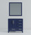 Lexora Jacques 36 Inch Navy Blue Single Vanity Cabinet, no Top and 34 Inch Mirror - Left Version
