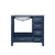 Lexora Jacques 36 Inch Navy Blue Single Vanity, White Carrara Marble Top, White Square Sink and no Mirror - Left Version