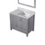 Lexora Jacques 36 Inch Distressed Grey Single Vanity Cabinet, White Carrara Marble Top, White Square Sink and 34 Inch Mirror - Right Version