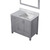 Lexora Jacques 36 Inch Distressed Grey Single Vanity Cabinet, White Carrara Marble Top, White Square Sink and 34 Inch Mirror - Right Version