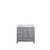 Lexora Jacques 36 Inch Distressed Grey Single Vanity Cabinet, White Carrara Marble Top, White Square Sink and no Mirror - Right Version