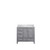 Lexora Jacques 36 Inch Distressed Grey Single Vanity Cabinet, White Carrara Marble Top, White Square Sink and no Mirror - Right Version
